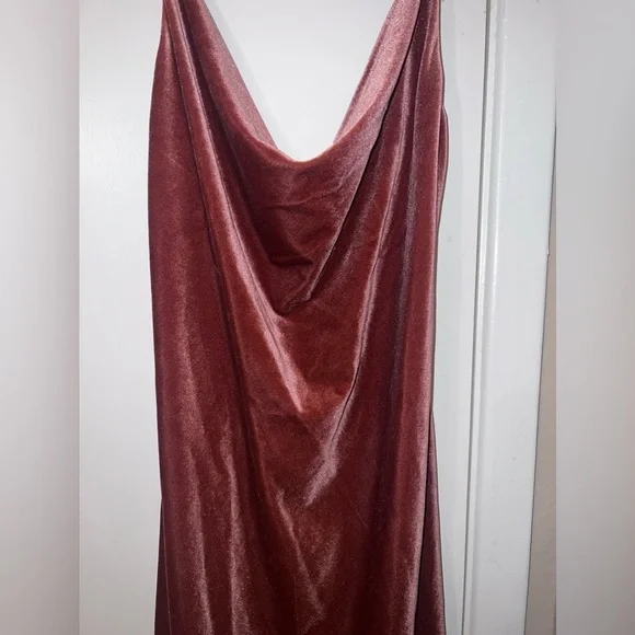 NWOT Jenny Yoo Mauve Cowl Neck Midi Dress - Picture 4 of 7